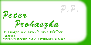 peter prohaszka business card